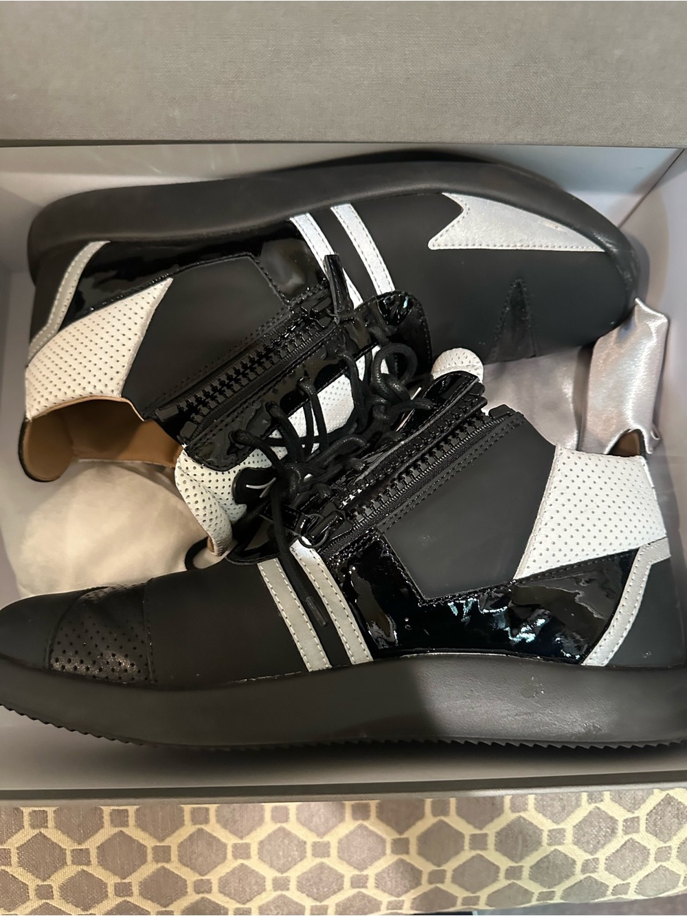 Giuseppe Zanotti Black and White High-Top Sneakers